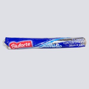 Rollo de Papel Aluminio Bluforte 30 cm x 7,5 m para envolver, cubrir y conservar alimentos, caja por 25 unidades