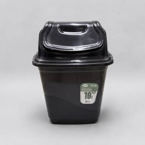 Papelera negra plástica con tapa basculante de 10 litros, ideal para baño, cocina, oficina y hogar, presentación bulto por 12 unidades