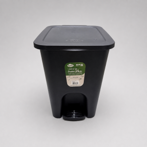 Papelera plástica negra con pedal de 14,5 litros, ideal para baño, cocina, oficina y hogar, presentación bulto por 6 unidades