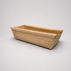 Molde de papel kraft para budín inglés con alas de 164 x 64 x 45 mm, ideal para hornear y presentar budines, presentación caja por 500 unidades